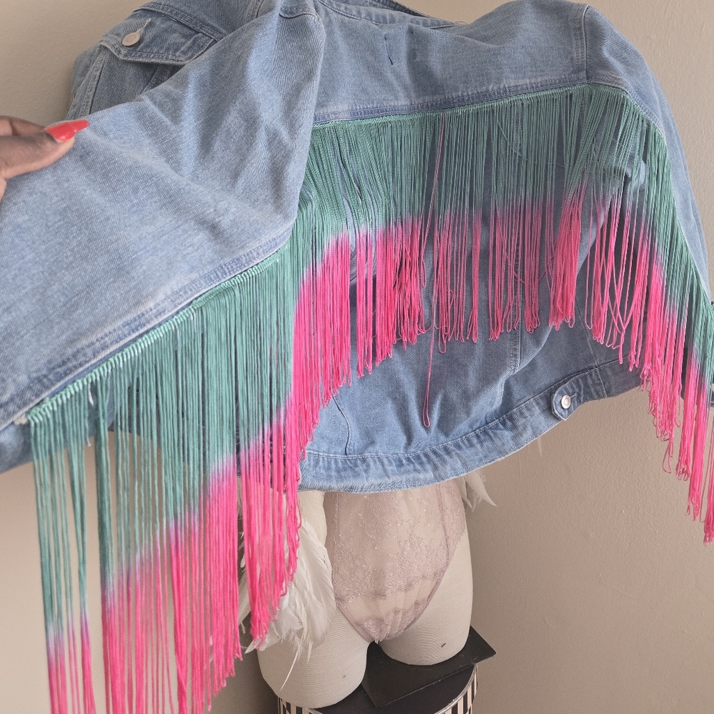 Denim Jacket with Fringe Detail